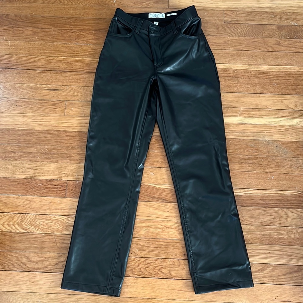 Abercrombie vegan leather straight leg pants